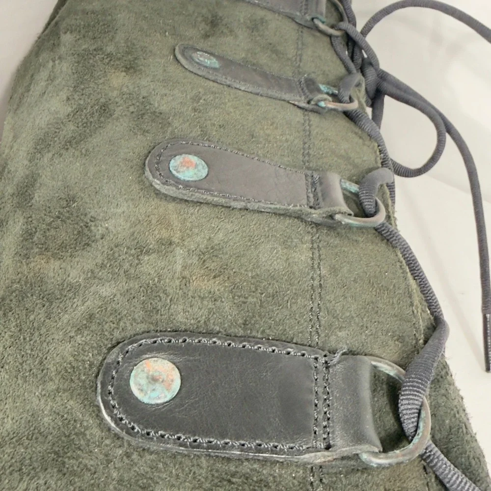 Sorel Joan of Arctic Wedge Knee High Tall Boots Womens 8 Green Suede Lace Up